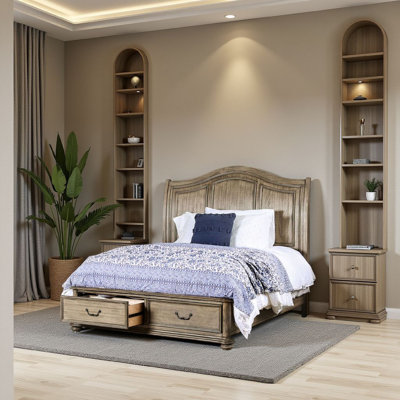Grand lit plateforme avec rangement Leffler