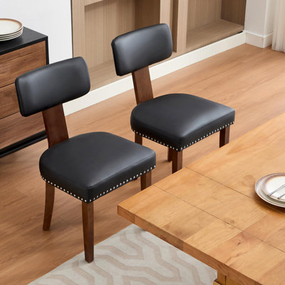 Set of 2 Modern Upholstered Dining Chairs in Linen Fabric | Ergonomic Side Chairs with Curved Backrest & Sturdy Hardwood Frame for Kitchen/Dining
