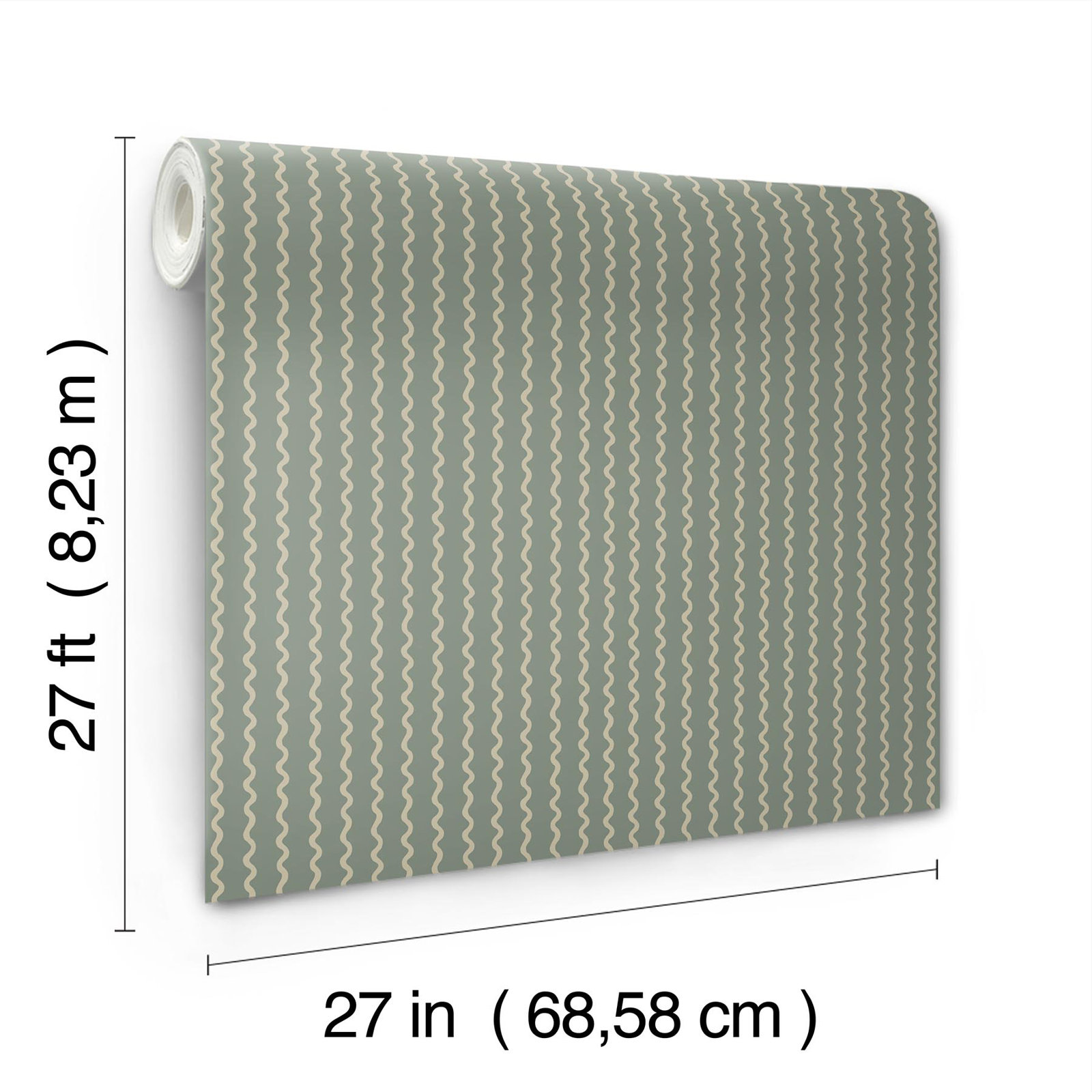Rickrack Wallpaper Double Roll, Moss