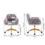 Chaise de coiffeuse grise en fausse fourrure: base plaquée or et sièges moelleux réglables pour filles
