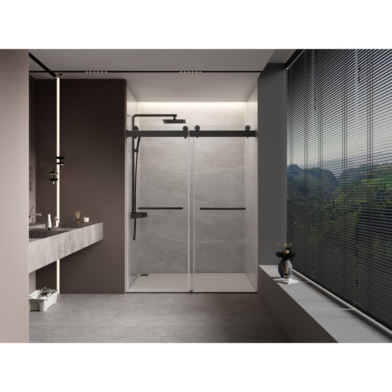 56'' - W x 76'' H Double Added Door Frameless Shower Door with