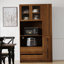 Armoire de cuisine avec étagère de rangement à plusieurs niveaux, 2 tiroirs et porte vitrée