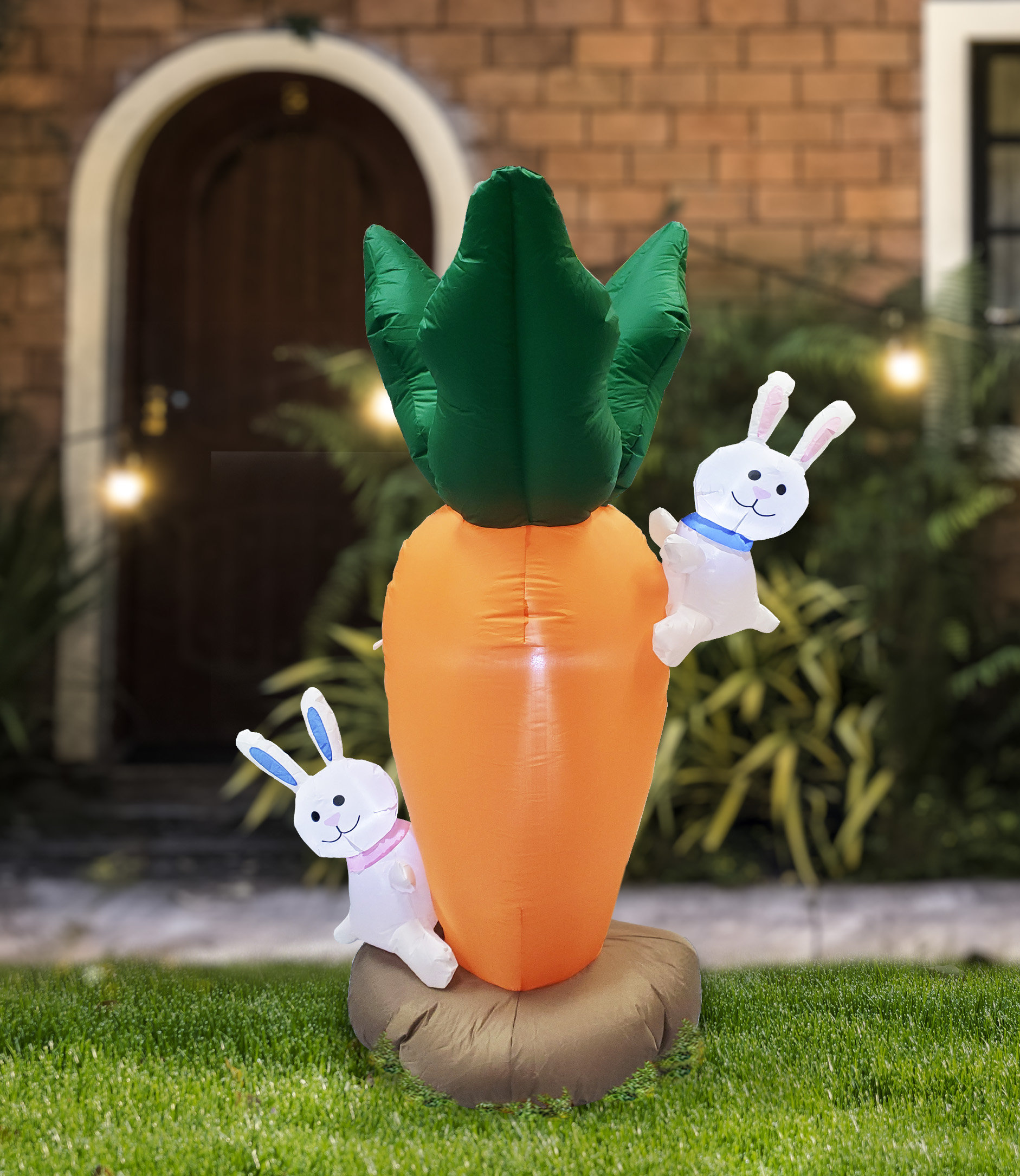 The Holiday Aisle® 5FT Easter Inflatables Outdoor Decoration Bunnies Hide And Seek on Carrot