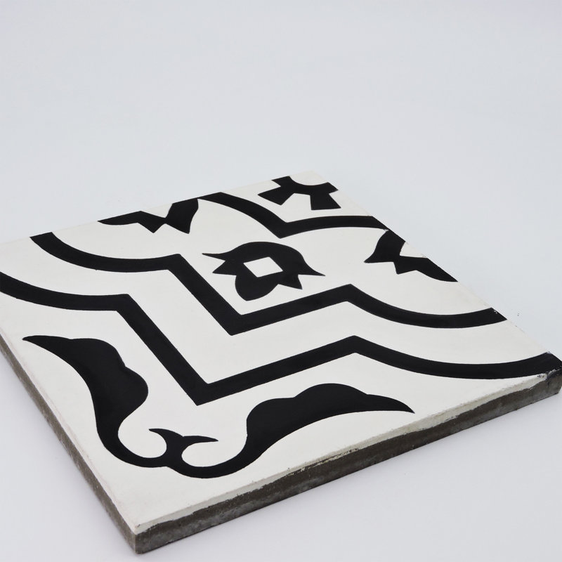 Taza 8 in. x 8 in. Honed Tile, White/Black
