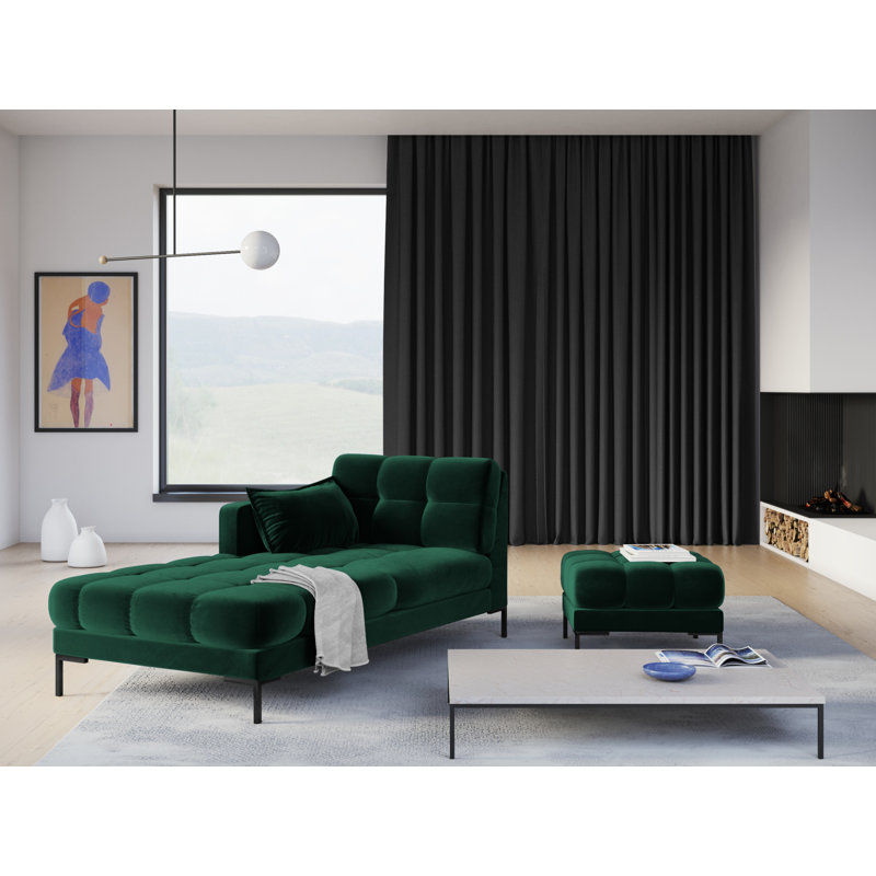 Adoraim Upholstered Chaise Lounge, Left-Arm Chaise, Green, Black