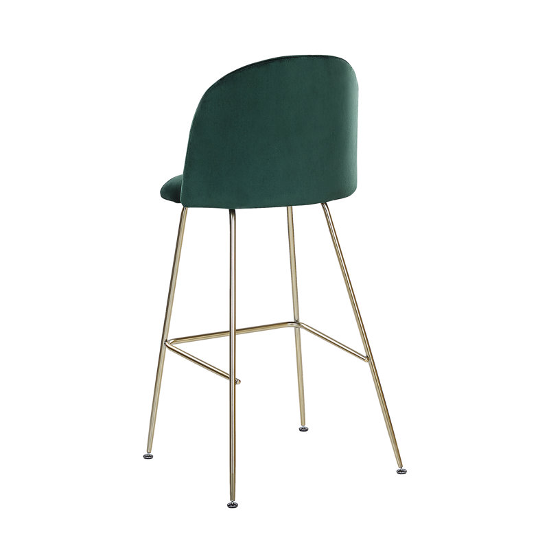 Bethel Upholstered Counter Stool with Metal Frame, Green