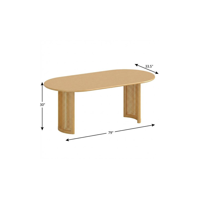 Table de salle à manger 79 po, H 30 po x L 79 po x l 33,5 po, Naturel