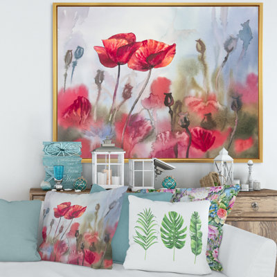 Blossoming Poppies in the Meadow - peinture sur toile