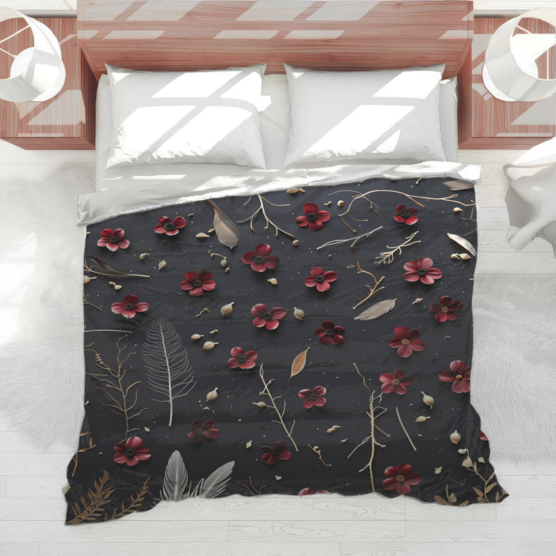 Édredon floral avec literie bohémienne, Simple extra long
