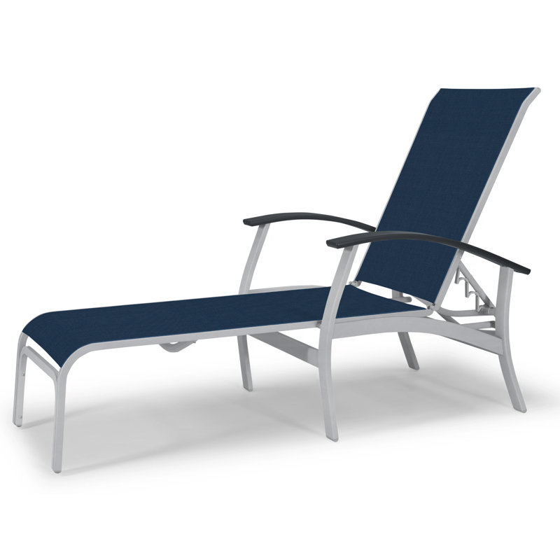 Askar Outdoor Rust-Resistant Metal Chaise Lounge, Navy 13D Sunbrella®, Textured Desert, Classic Graphite P30