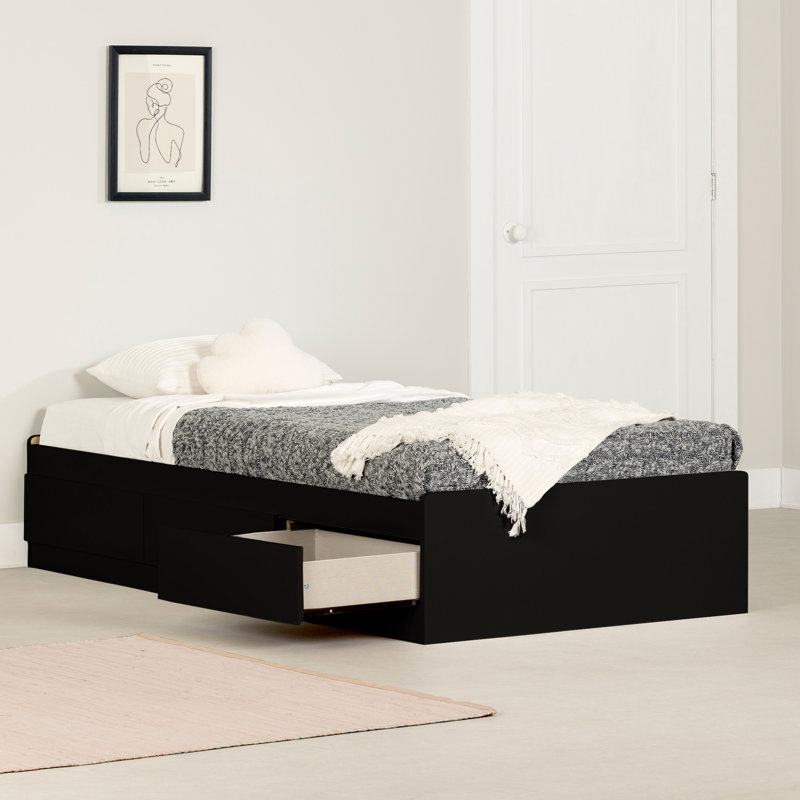 Gramercy Twin Storage Platform Bed, Pure Black