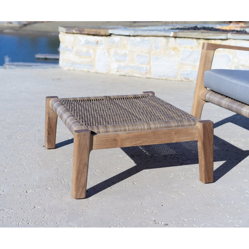 Repose-pieds d'extérieur en teck avec coussin Jonah Grade A