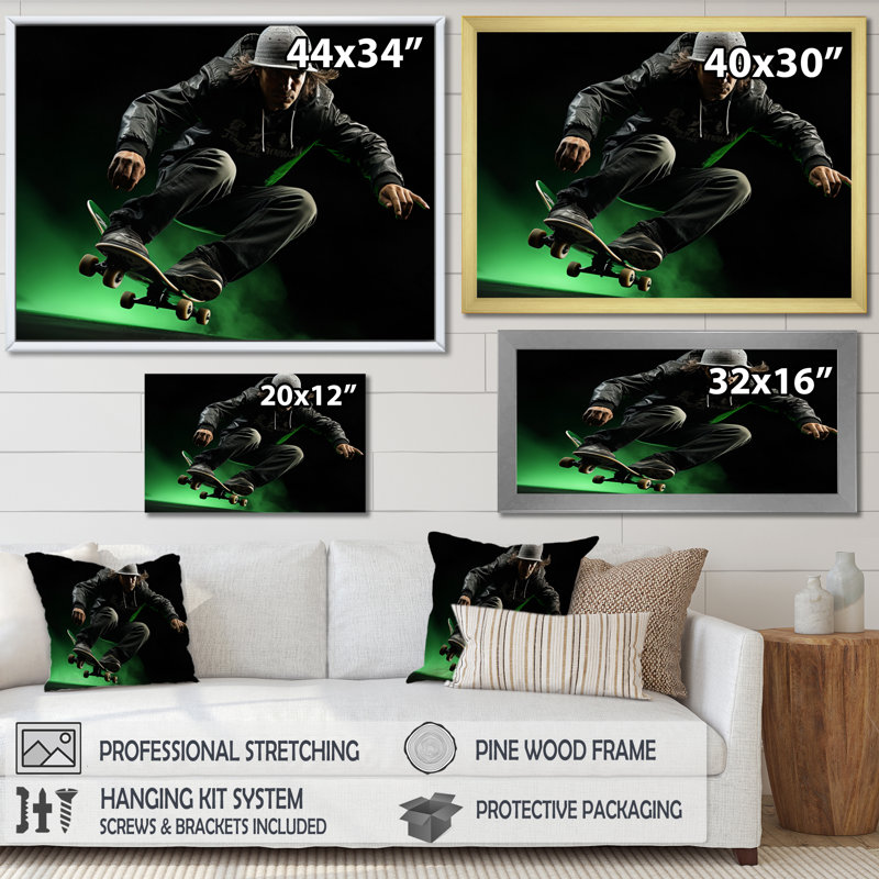 Skateboard Chronicles III - Imprimé, H 30 po x l 40 po x P 1,5 po, Cadre flottant noir