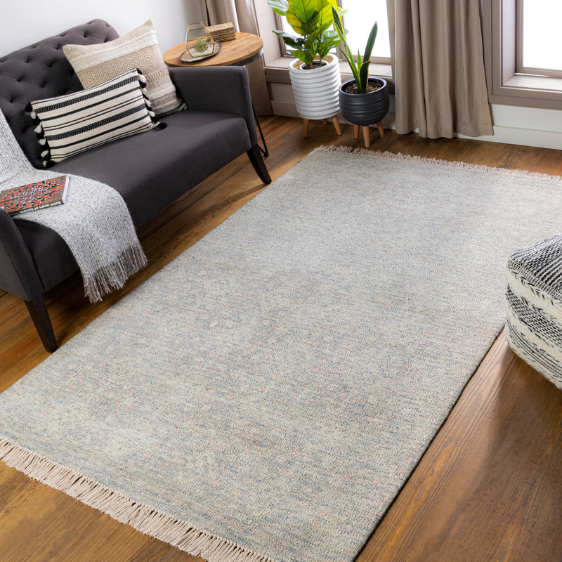 Tapis oriental sauge / avoine / rouge Jones, Rectangle 5 pi x 7 pi 6 po