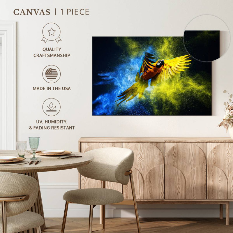 Brampt Striking Macaw, 24" H x 36" W