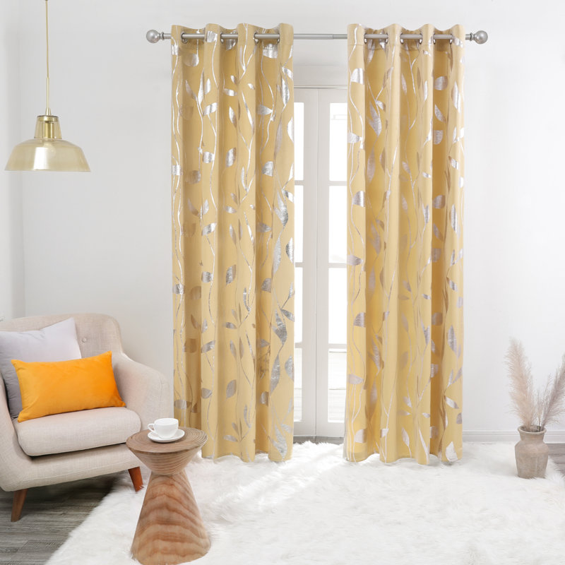 Zaleski Room Darkening Curtain Pair, 52" W x 108" L, Light Khaki