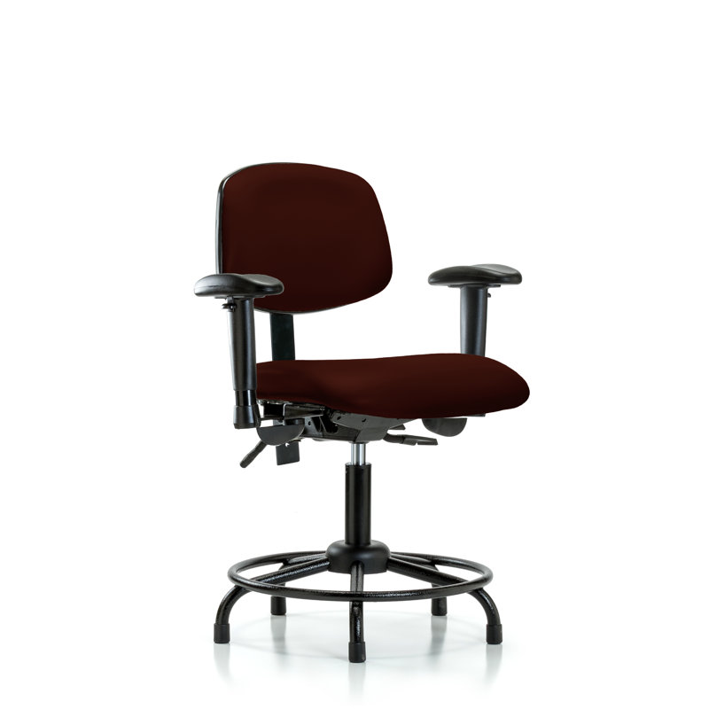Ian Drafting Chair, Burgundy, Glides, Included