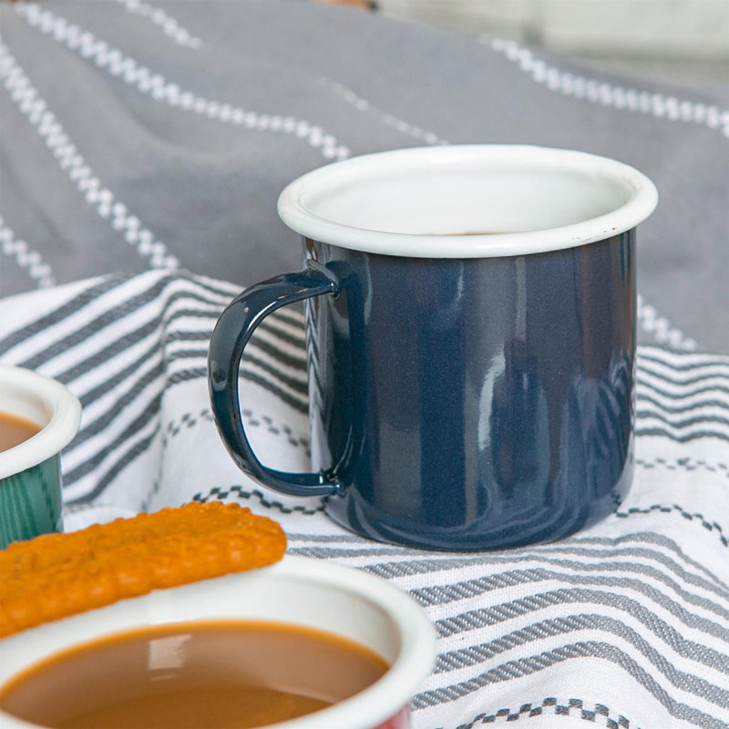 Argon Tableware - Coloured Enamel Mugs - 375ml - 4 Colours, Multicolour, 375 ml
