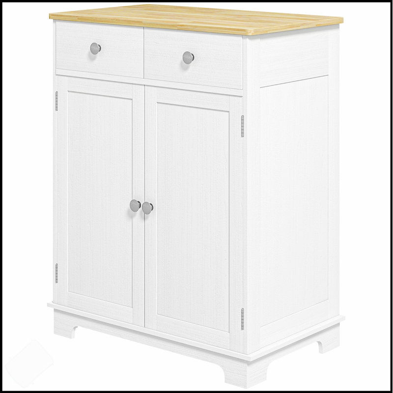Versatile Modern Sideboard With Solid Wood Countertop, Storage Drawers, And Adjustable Shelf For Kitchen Or Living Room
