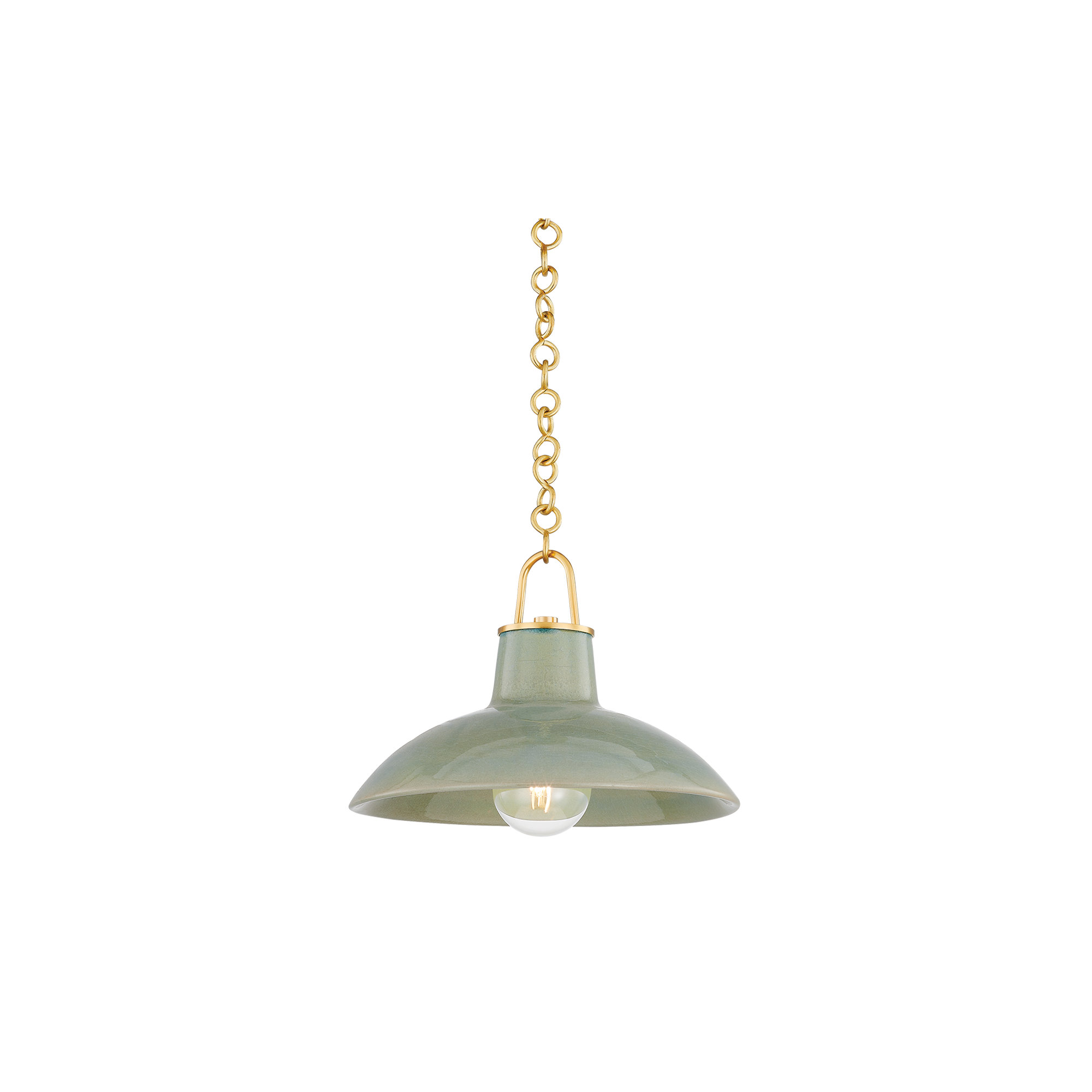 POTTERSVILLE Pendant, 10" H x 12.5" W x 12.5" D, Brass, Teal
