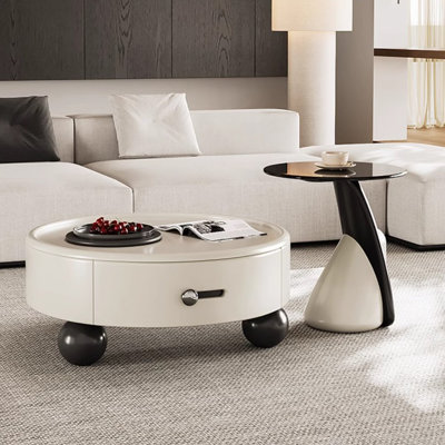 Table basse créative de style crème en bois massif