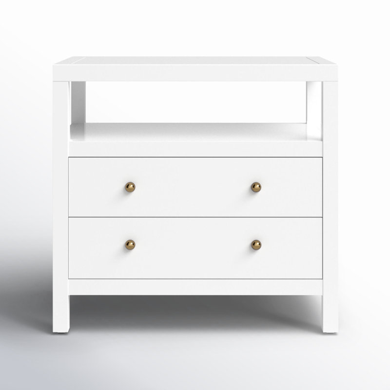 Nora 2-Drawer Wide Nightstand, Antique Coffee