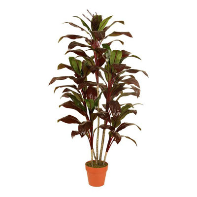 Dracaena artificiel en pot 60 po vert et rouge