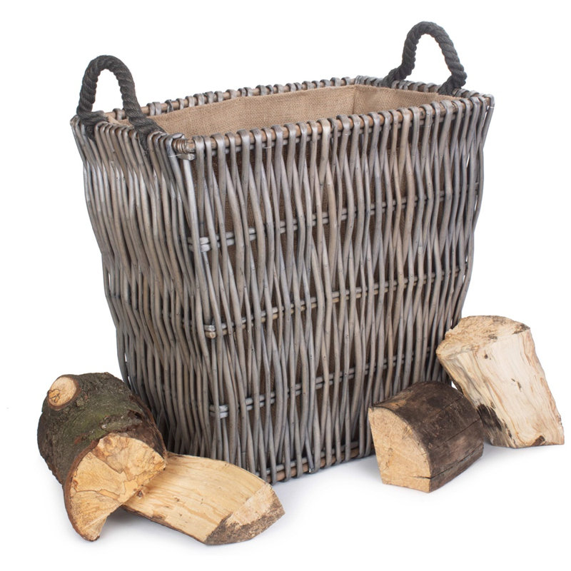 Aydan Wicker Log Carrier, 50cm H x 56cm W x 37cm D