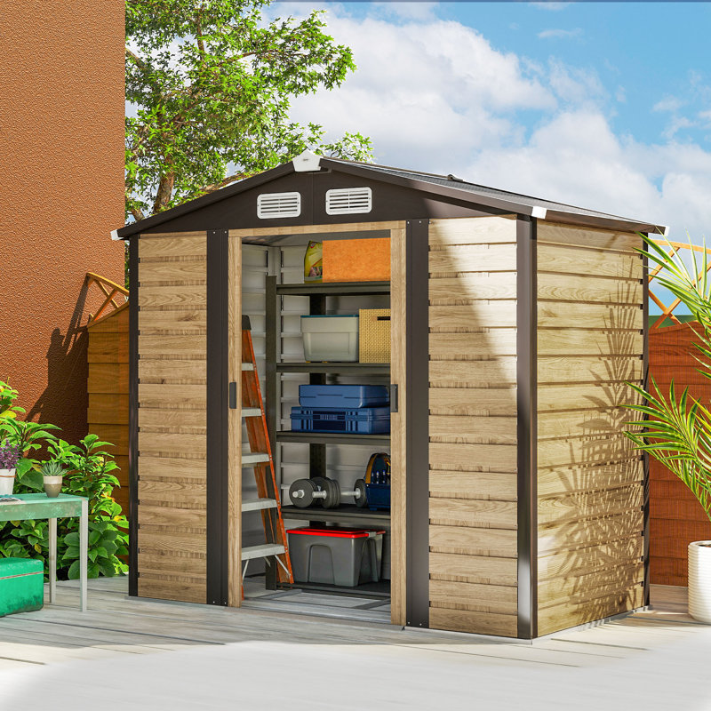 Outsunny 7 x 4ft Garden Shed Easy to Assemble Foundation Kit Natural