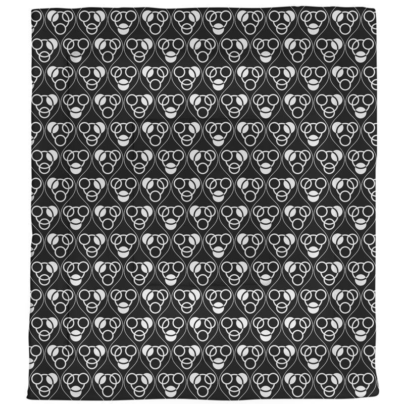 Édredon réversible simple en microfibre Circles Waves, Édredon grand, Noir