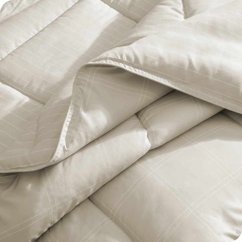 Down Alternative Comforter Set, Twin XL Comforter + 1 Standard Sham, Stone/White - Modern Plaid