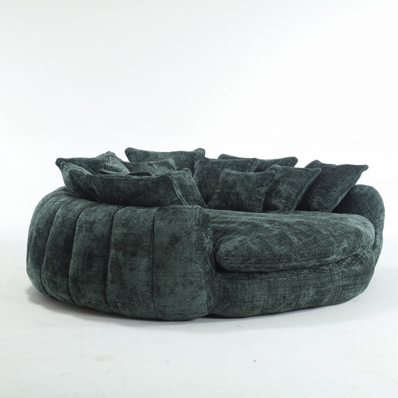 Canapé-lit double confortable avec accoudoirs et grand dossier rembourré pour le salon et la chambre à coucher, Émeraude