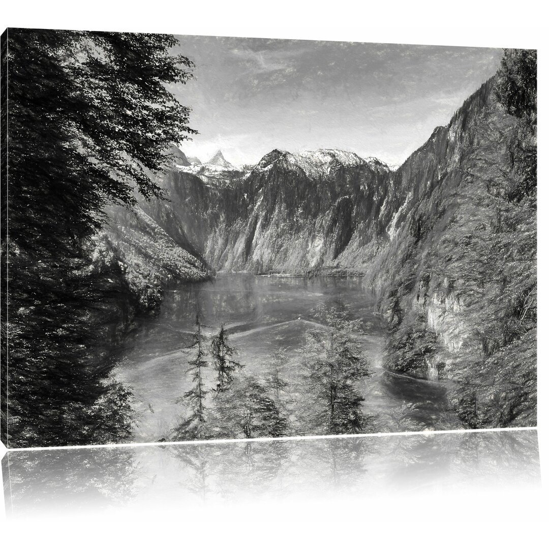 Leinwandbild "Blick auf den Königssee", Grafikdruck