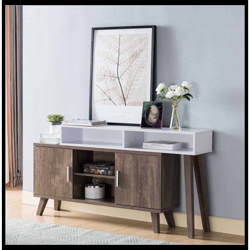 Console d'entrée 72 W avec plusieurs compartiments de rangement, vitrine, noisette