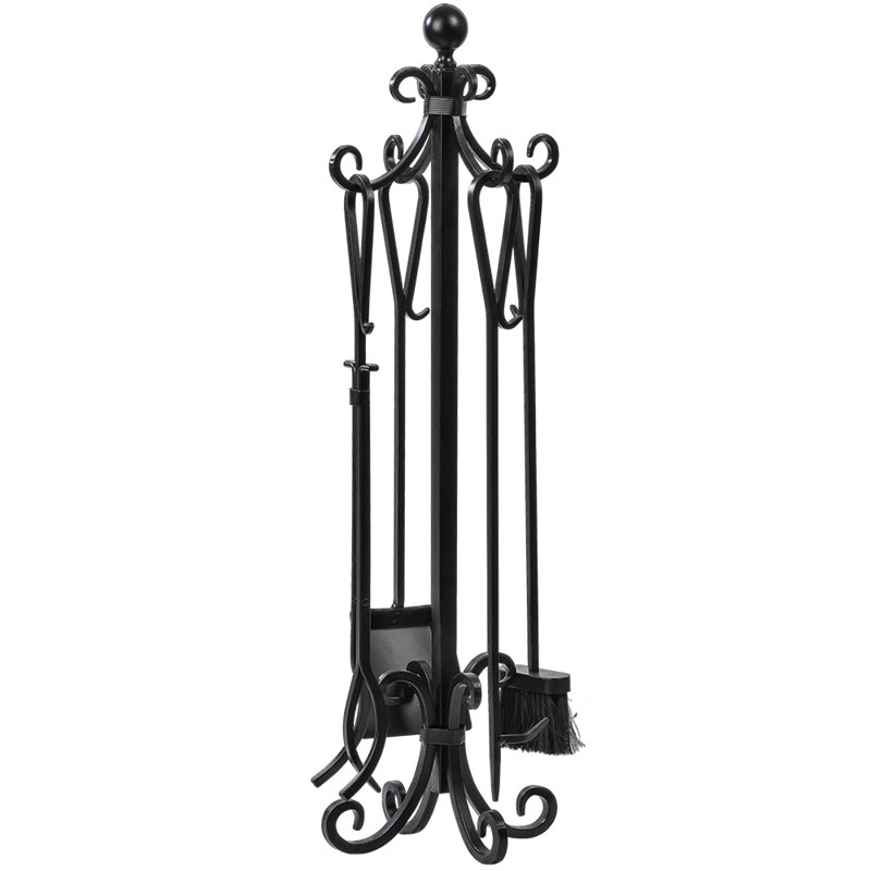 Ensemble d’outils de cheminée en fer 5 pièces Scroll