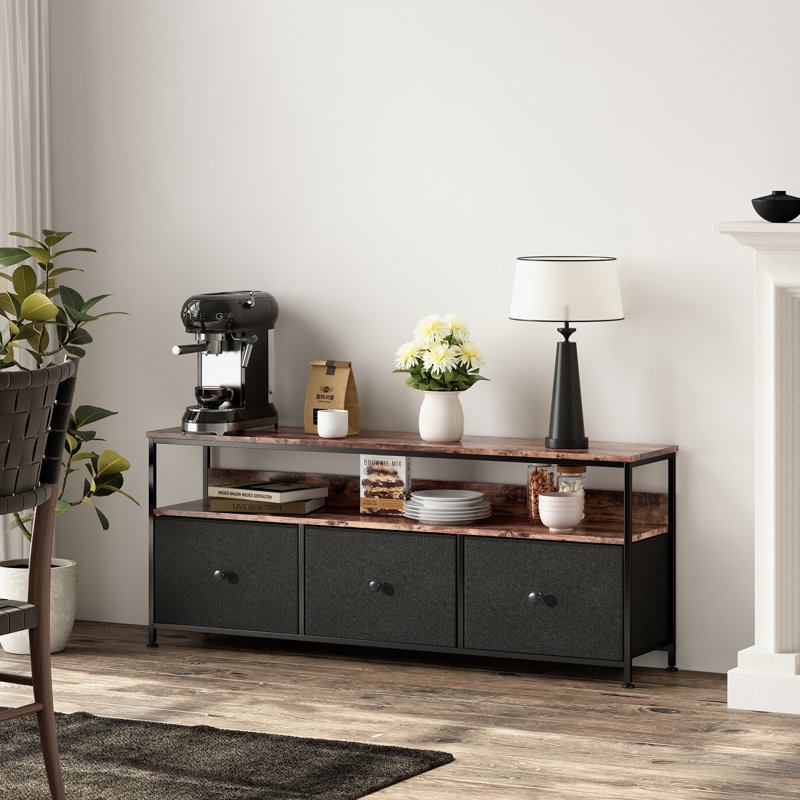 Unfinished TV Stand, 57cm H x 108cm W x 29.8cm D, Black
