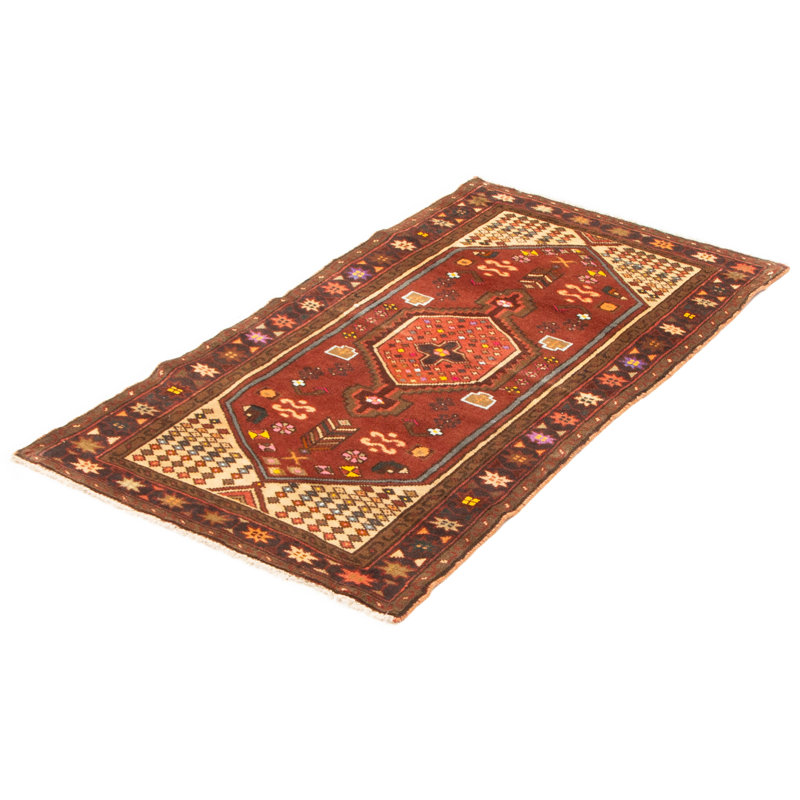 Tapis rouge en laine noué à la main 3 pi 1 po x 5 pi 3 po Andelz