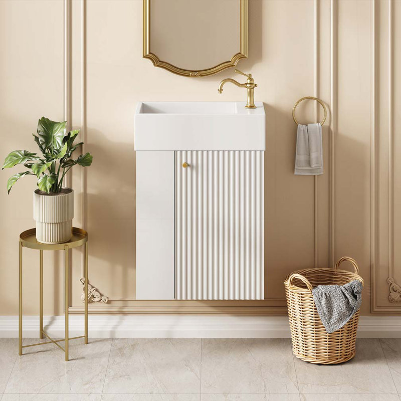 Meuble-lavabo flottant avec lavabo en résine