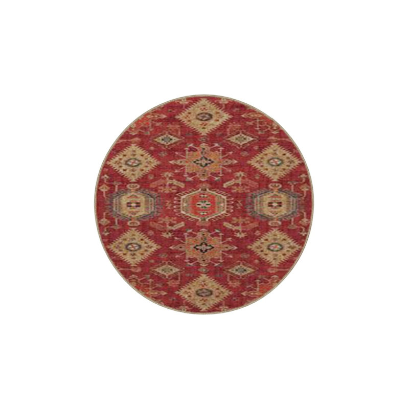 Red Diamond Patterned Traditional Geometric Washable Woven Carpet, Rectangle 5'2" x 7'7"