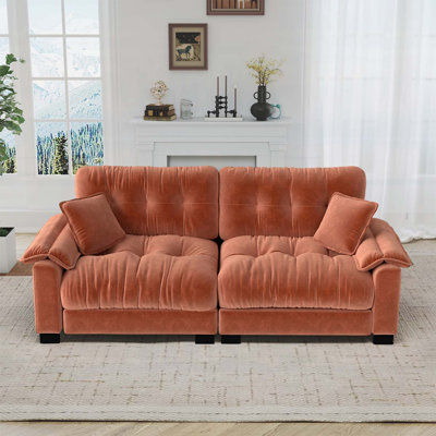 Canapé moderne plissé en chenille 3 places 94 pouces avec support à ressorts durable et coussins en mousse épais