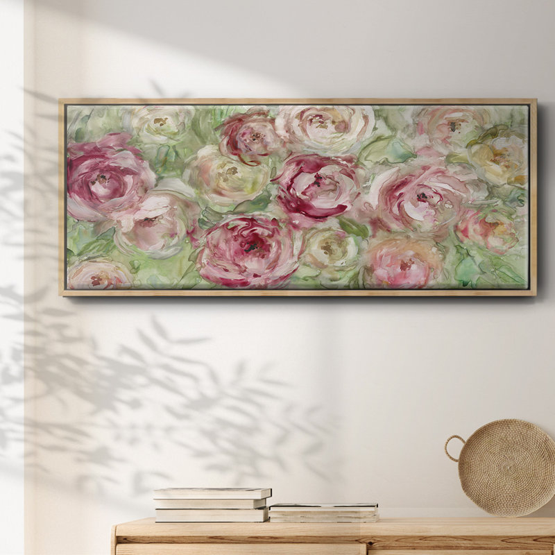 Rose grimpante - toile encadrée, H 20 po x l 50 po