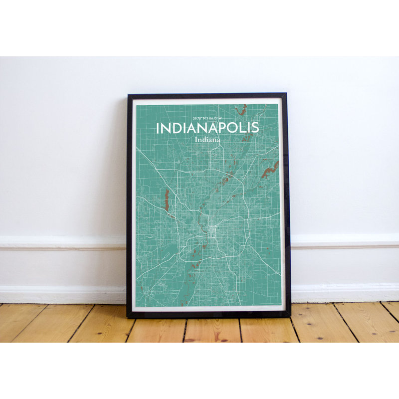 Indianapolis City Map - No Frame Print, 91.4cm H x 61cm W x 0.13cm D