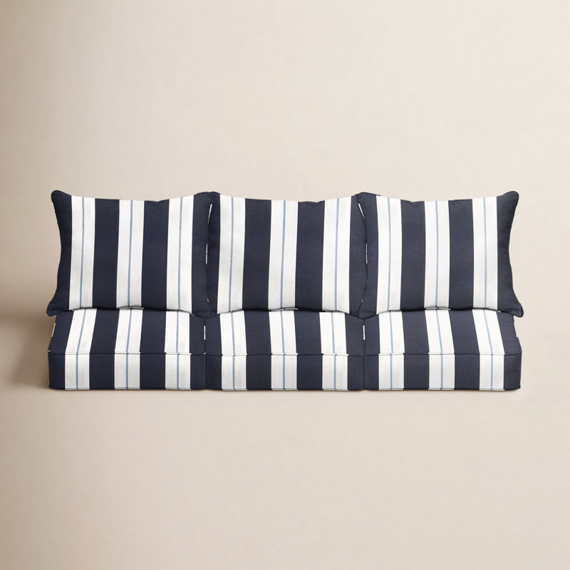 Deana Indoor/Outdoor Sunbrella Seat/Back Cushion, 27" W x 23" H, Green Stripe Sunbrella®