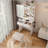 Small Makeup Vanity Desk With Mirror & Adjustable LED Lights,Built-In Power Outlet & Hidden Storage, Includes Padded Stool & Shelf,Space-Saving Dressing Table For Small Bedrooms