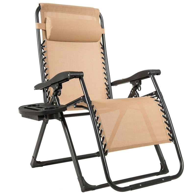 Jaleasa Outdoor Rust-Resistant Metal Chaise Lounge, Beige