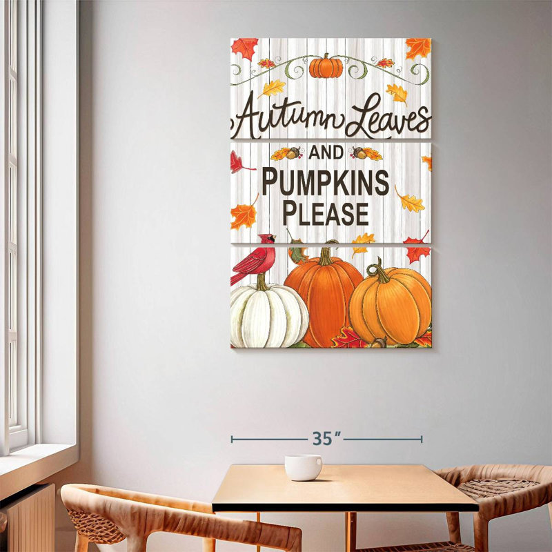 Yarlin Rustic Autumn Leaves And Pumpkins Please, 65" H x 42" W
