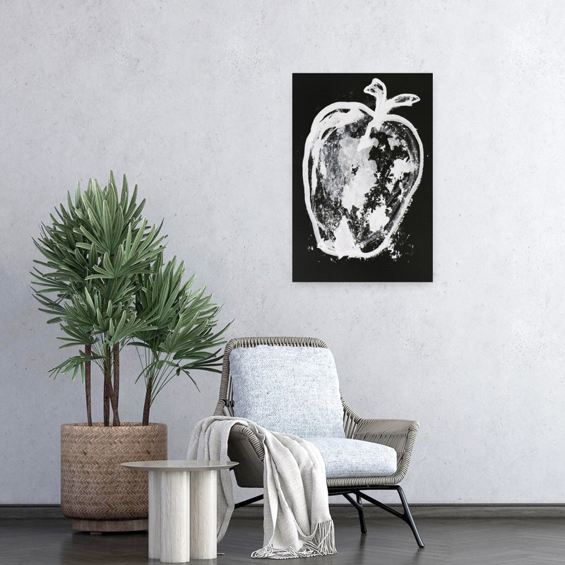 Abstrait, pomme blanche abstraite, fruit contemporain audacieux, reproduction d'art, 24" H x 16" W