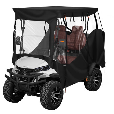Golf Cart Cover, Visible Full-Enclosure 2&2+2 Passenger Golf Cart, 420D Waterproof Oxford Fabric Club Car Cover Fits Most Carts Club Car, Yamaha, EZGO, Honda, PVC Coating & Windproof Hook Design