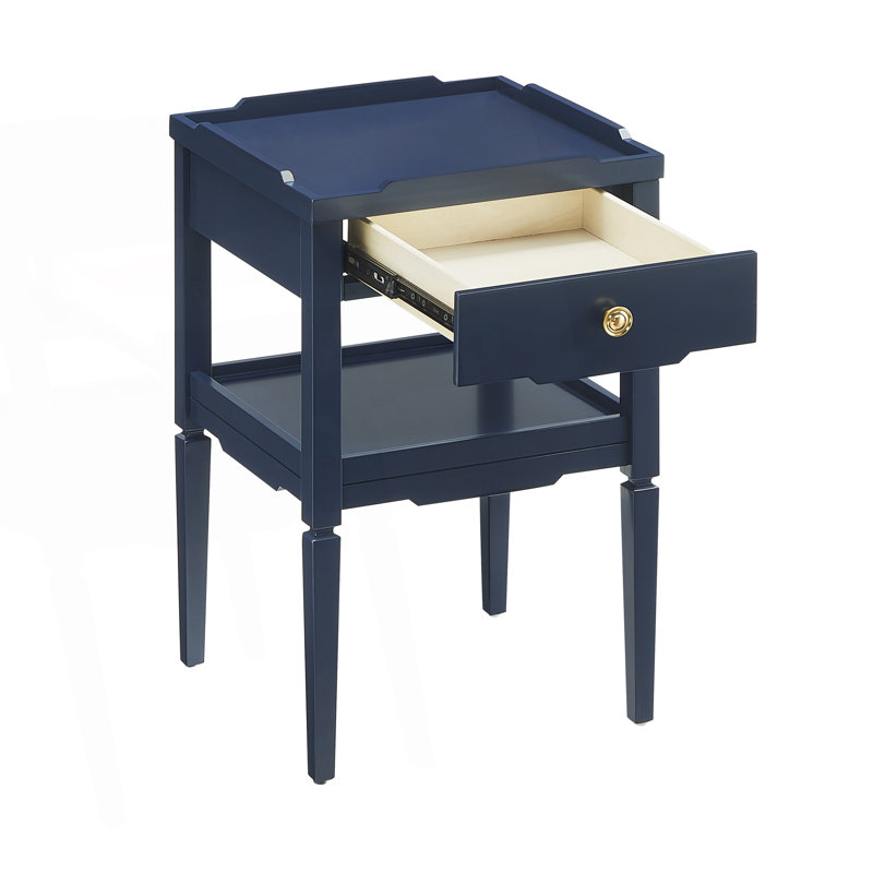 Table de chevet 1 tiroir avec tablette de rangement supplémentaire, Bleu très foncé