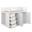 Lit mezzanine double en bois avec armoires encastrées, lit mezzanine avec armoires de rangement et tiroirs, aucun sommier nécessaire-774518849
